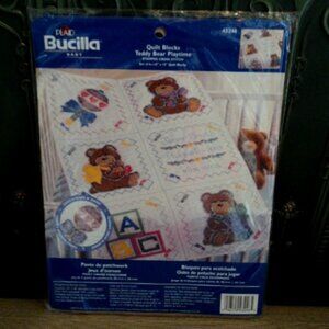 Bucilla stamped cross stitch quilt~ "Teddy Bear Playtime"